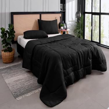 Imagem de Kit Edredom Casal Queen 3 Peças Margarida Cama Box Cor:Preto