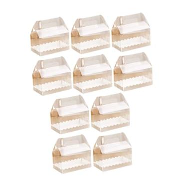 Imagem de IEUDNS 10 peças de caixas de bolo de padaria caixa de rolo de bolo caixa de cupcake de presente portátil com alça caixa de embalagem de rolo de bolo para, M