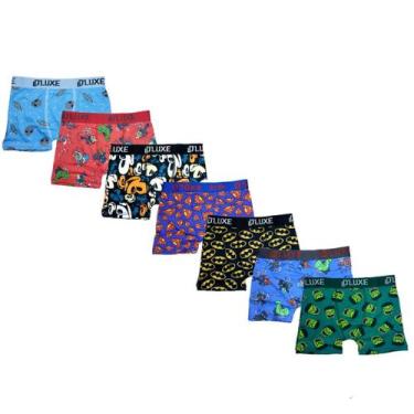 Imagem de Kit 10 Cuecas Boxer Infantil Em Microfibra Lisa Personagens - DLUXE, M