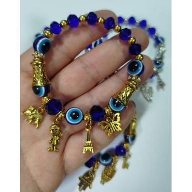 Imagem de Pulseira Bracelete Pingentes e Olho Grego - Magazine world jóias