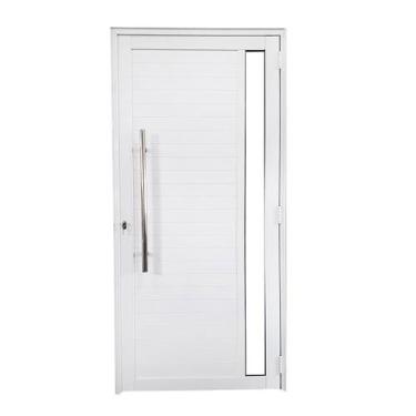 Imagem de Porta de Alumínio Lambril Branco com Puxador e Vidro Linha 30 - DC, Es