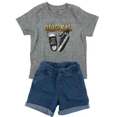 Imagem de Conjunto Infantil Camiseta e Bermuda 85162 - Malwee Carinhoso, Cinza, 