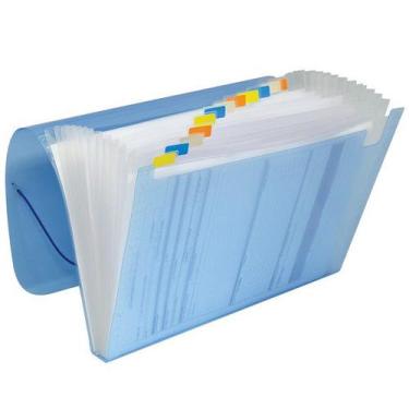 Imagem de Pasta Sanfonada DAC Organizadora A4 12 Divisorias Coloridas, Azul