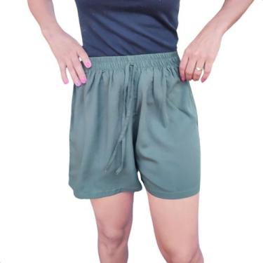 Imagem de Short Feminino Soltinho Praia Piscina Bermuda Liso - Moda_Gaspar, Verd