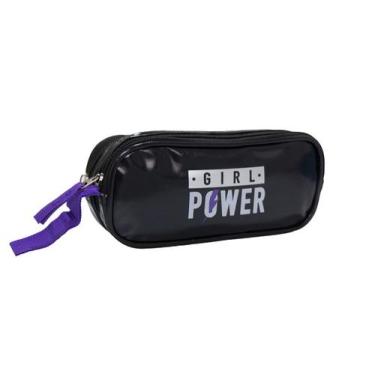 Imagem de Estojo metalizado duas divisórias girl power estojo escolar - Clio Sty