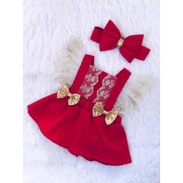 Imagem de Romper Natal Festas Vermelho Dourado Look Natalino Luxo - DANY E DANY,