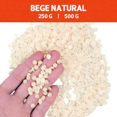 Imagem de Meia Pérola Irisada Bege Natural - 296 - Pacote com 500/250 Gramas  - 