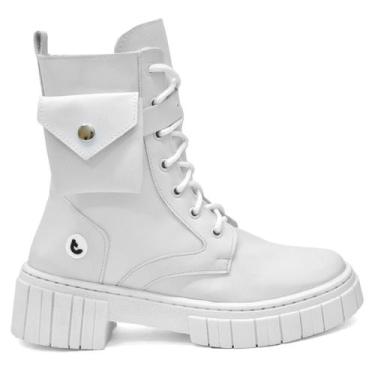 Imagem de Coturno Feminino Bota Tratorada Com Bolsinha - J.REI MULTMARCAS, Branc
