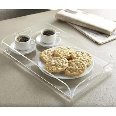 Imagem de Bandeja Decorativa Ou Servir Em Acrilico Retangular Transparente em Ac