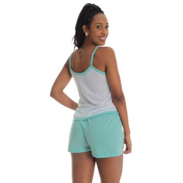 Imagem de Baby Doll Verde Silk Fristyle Malha Estampada Short Doll Verão, GG, Ve