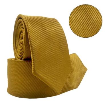 Imagem de Gravata Social Risco Fino Padrinho Evento - RPires, Dourado risco fino