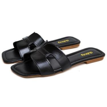 Imagem de Sandália Rasteira Feminina DUBUY 2080FG, 40, Preto, Feminino