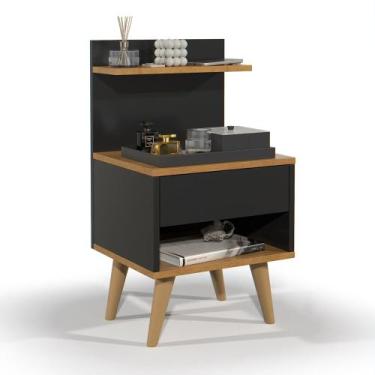 Imagem de Mesa de Cabeceira Madeira Cama Box Casal Quarto 1 Gaveta com Puxador E