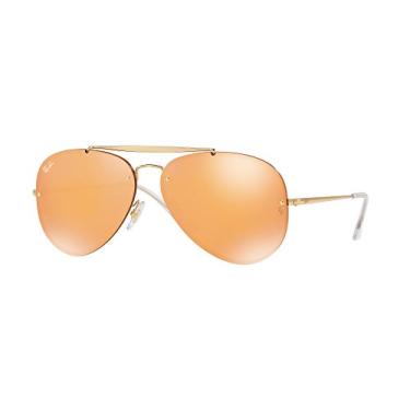 Imagem de RAY-BAN Óculos de sol dourado/laranja escuro espelhado dourado 61 mm, Clássico, Polarizado, Unissex Adulto