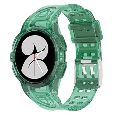 Imagem de Compatível com Samsung Galaxy Watch 6 de 44 mm com capa protetora, pulseiras de silicone de substituição para Samsung Galaxy Watch 5 Watch 4 de 44 mm (verde)