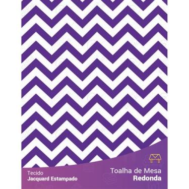 Imagem de Toalha de Mesa Redonda em Tecido Jacquard Estampado Chevron Roxo, 2,90