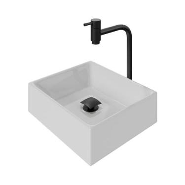 Imagem de Kit Cuba Tulipa com Torneira Inox Black Valvula Click Black - Loja Doc