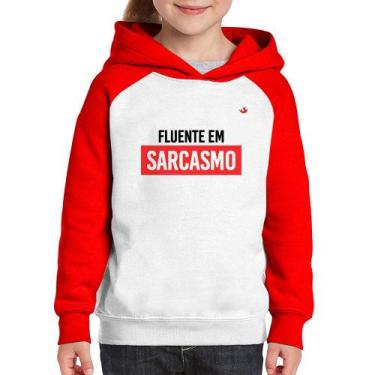 Imagem de Moletom Infantil Fluente em sarcasmo - Foca na Moda, Branco, Vermelho,