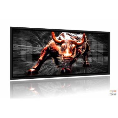 Imagem de Quadro Decorativo Touro De Wall Street 130x60 Cm Com Moldura e Acrílic