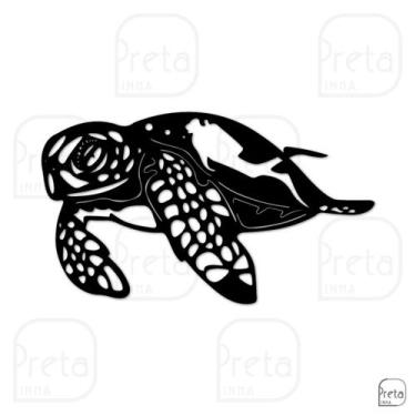 Imagem de Escultura de Parede Decorativo Animal Tartaruga 40x23cm - Linha Preta