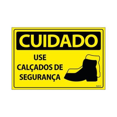 Imagem de Placa De Sinalização Cuidado Use Calçados De Segurança 30x20 Ecom IA -