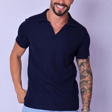 Imagem de Camisa Polo Masculina Tricot Premium Casual Básica - lifestyle, Azul m