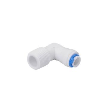 Imagem de Cotovelo plástico rosca 3/8" com engate rápido mangueira 1/4 para bomb
