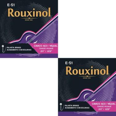 Imagem de Kit 2 Encordoamento Cavaquinho Elétrico Acústico Rouxinol E51 0.11" PR