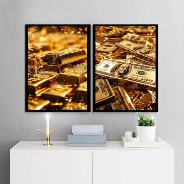 Imagem de Kit 2 Quadros Arquétipo Dinheiro Fortuna 24x18cm - com vidro - Quadros