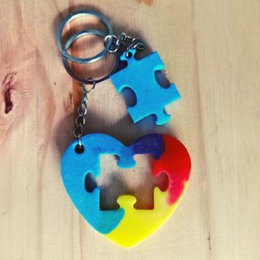 Imagem de Chaveiro Autismo de coração + Chaveiro Quebra-Cabeças - D Resinas