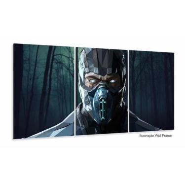 Imagem de Quadro Mortal Kombat Sub Zero decorativo Tela em Tecido 120x60 3 peças