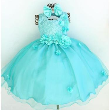 Imagem de Vestido Infantil Aniversario Formatura Tiffany Luxo E Tiara - Pingo de