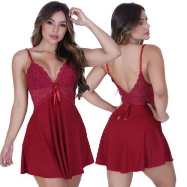 Imagem de Camisola Leide sem Bojo de Microfibra Light e Renda Feminino - Biograf