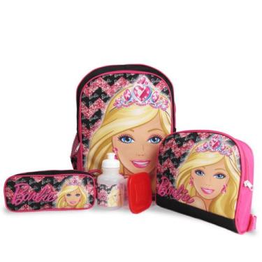 Imagem de Kit Mochila Escolar Infantil de Costas Tam G Barbie - Lancheira e Esto