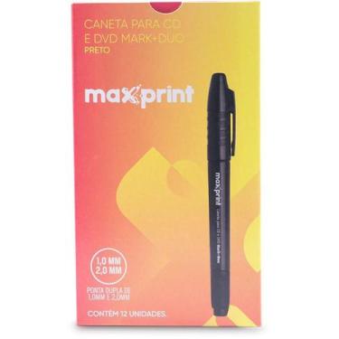 Imagem de Caneta para CD/DVD MARK+ Preto Duo 1.0MM e 2.0MM Caixa com 12 Unidades