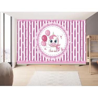 Imagem de Papel de Parede Infantil Unicórnio  (folha med. 90x300 cm) - Decor Ati