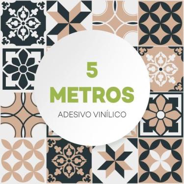 Imagem de Papel De Parede Lavável Azulejo Português Marrom Pia Cozinha - Cripton