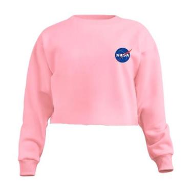 Imagem de Blusa Cropped Moletom Nasa Feminino Personalizado com Cintura Descostu