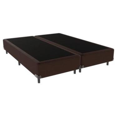 Imagem de Cama Box Casal Bipartida Suede Marrom - Total Colchões