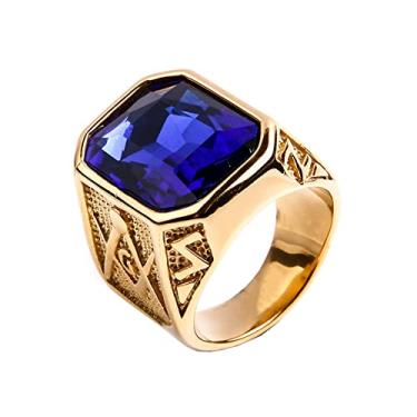 Imagem de OAKKY Anel de aço inoxidável maçônico vintage masculino com símbolo de sinete, Metal, Metal