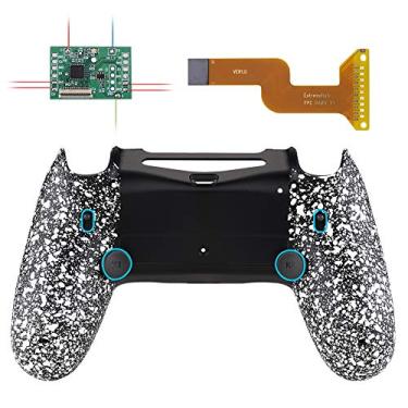Imagem de eXtremeRate Dawn 2.0 Kit de remapeamento de disparo de flash para controle PS4 CUH-ZCT2, chip de módulo e carcaça traseira redesenhada e botões traseiros e trava de gatilho para controle PS4 JDM 040/050/055 - branco texturizado