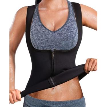 Imagem de GAODI Modelador de corpo feminino para sauna e treino, Roupa de sauna preta, Extra-Small