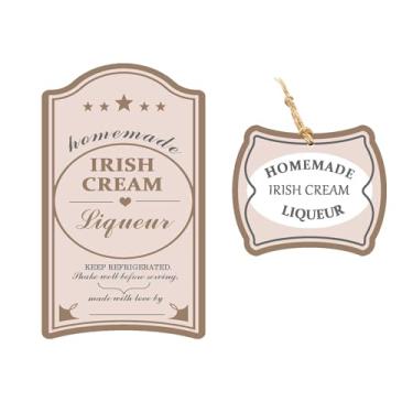 Imagem de Etiqueta de licor de creme irlandês caseiro 7 x 5 cm licor de creme irlandês instruções adesivos de presente para licores caseiros, suprimentos para pequenas empresas, 25 adesivos