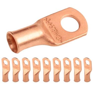 Imagem de Selterm 4 AWG 5/16" (almofada larga) (10 peças.) Lugs de fio resistentes UL, extremidades de cabo de bateria, ilhós de cobre nu, conectores de terminal de anel tubular [B37]