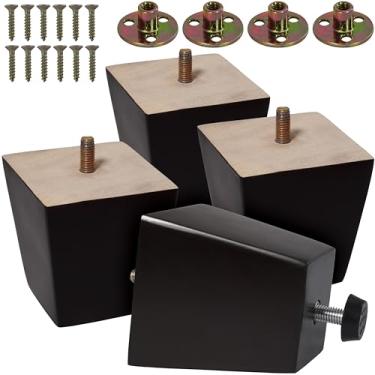 Imagem de CODIN (5 tamanhos: 7.6 cm-10.2 cm-12.7 cm-15.2 cm-20.3 cm Conjunto de 4 pernas de móveis de madeira - Pernas quadradas de sofá, perna de sofá - Pernas de substituição modernas marrons de meados do