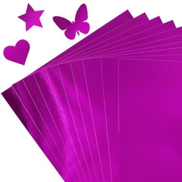 Imagem de 30 folhas de papel cartolina roxo metálico – tamanho A4 (250 gsm), placa dourada com acabamento espelhado para artesanato, convites e decorações - compatível com corte e plotter