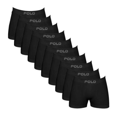 Imagem de Kit 10 Cuecas Box Sem Costura Algodão Masculina - POLO STAR, P, Preto