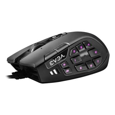 Imagem de EVGA Mouse para jogos X15 MMO, 8k, com fio, preto, personalizável, 16.000 DPI, 5 perfis, 20 botões, ergonômico 904-W1-15BK-KR