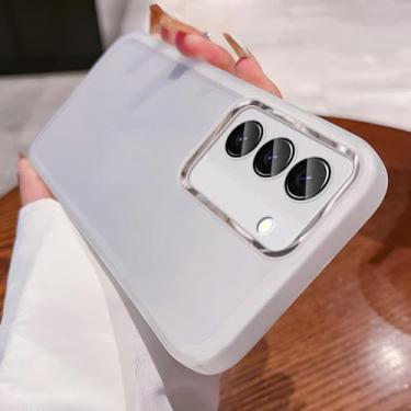 Imagem de Película protetora de câmera com lente transparente, capa de telefone para Samsung Galaxy S24 S23 S22 Plus Ultra S21FE M55 A15 Capa de silicone transparente, branca, S21FE