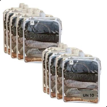 Imagem de Kit 10 Organizador de Mala Viagem Guarda Roupa Acessórios Multiuso Gra